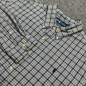 Ralph Lauren Classic Fit Plaid Button Down Shirt Soft Men's XXL Blue White